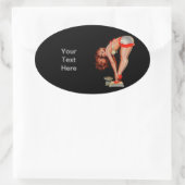 ヴィンテージレトロピータードリベンピンナップガールオンスケール 楕円形シール (バッグ)