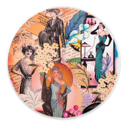 ヴィンテージレトロファッション誌 セラミックノブ (正面)