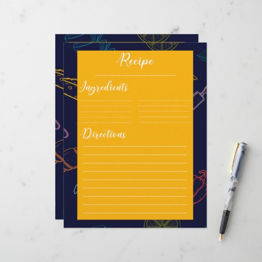 ヴィンテージレトロファミリーキッチンレシピシート (正面/裏面インサイチュ)