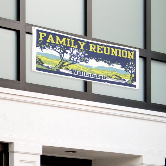 ヴィンテージレトロファミリーツリー懇親会収集 横断幕 (ビルの外側)