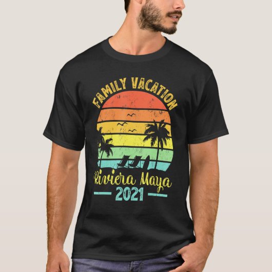 ヴィンテージレトロファミリーバケーション2021メキシコリビエラ Tシャツ (正面)