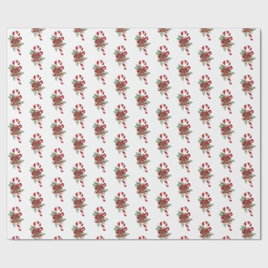 ヴィンテージレトロフェスティバルキャンディーケーンクリスマス ラッピングペーパー (フラット)