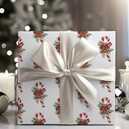 ヴィンテージレトロフェスティバルキャンディーケーンクリスマス ラッピングペーパー