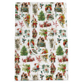 ヴィンテージレトロフェスティバルクリスマスホリデー ミディアムペーパーバッグ (裏面)