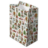 ヴィンテージレトロフェスティバルクリスマスホリデー ミディアムペーパーバッグ (裏面アングル)