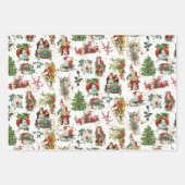 ヴィンテージレトロフェスティバルクリスマス ラッピングペーパーシート (正面)