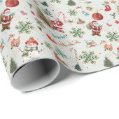 ヴィンテージレトロフェスティバルグリーンクリスマスホリデイ ラッピングペーパー (ロールコーナー)