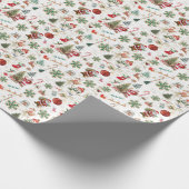 ヴィンテージレトロフェスティバルレッドクリスマスホリデイ ラッピングペーパー (角)