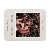 ヴィンテージレトロフォトフレームリネンカスタムウェディング マグネット (横)