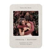 ヴィンテージレトロフォトフレームリネンカスタムウェディング マグネット (縦)