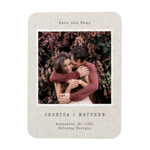 ヴィンテージレトロフォトフレームリネンカスタムウェディング マグネット