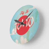 ヴィンテージレトロフライ東京トラベルポスター ラウンド壁時計 (傾斜)