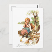 ヴィンテージレトロフランスのイースターカード ポストカード (正面/裏面)