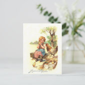 ヴィンテージレトロフランスのイースターカード ポストカード (スタンド正面)