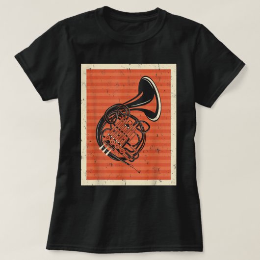 ヴィンテージレトロフランスのホルンミュージックラバーホルニスト4 Tシャツ (デザイン正面)