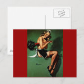 ヴィンテージレトロフランスのメイドピンナップ ポストカード (正面/裏面)