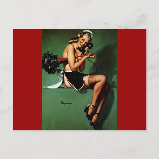 ヴィンテージレトロフランスのメイドピンナップ ポストカード (正面)