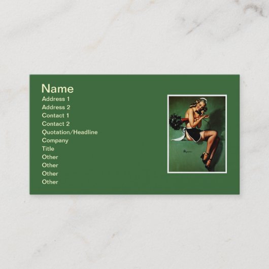 ヴィンテージレトロフランスのメイドピンナップ 名刺 (正面)