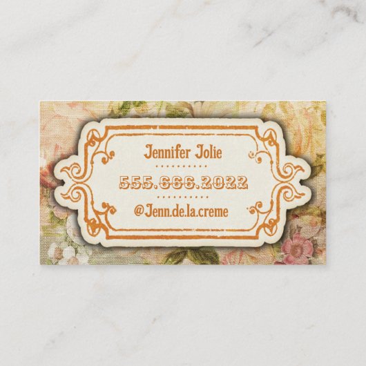 ヴィンテージレトロフローラデザイン 名刺 (裏面)