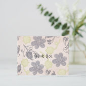 ヴィンテージレトロフローラペイズリーのパーソナライズありがとう ポストカード (スタンド正面)