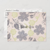ヴィンテージレトロフローラペイズリーのパーソナライズありがとう ポストカード (正面/裏面)