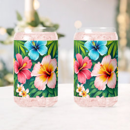 ヴィンテージレトロフローラルパターンデザイン ガラス缶