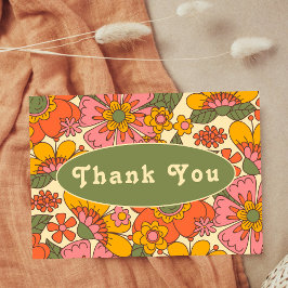 ヴィンテージレトロフローラルパタ結婚ーンBoho 70s サンキューカード