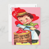ヴィンテージレトロブッチャーバレンタインカード シーズンポストカード (正面/裏面)