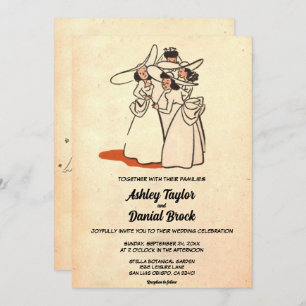 ヴィンテージレトロブリデスマクラシックイド50結婚s 招待状