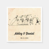 ヴィンテージレトロブリデスメイドオールド漫画素朴ズ結婚 スタンダードカクテルナプキン (正面)