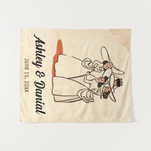 ヴィンテージレトロブリデスメイド50s結婚古い タペストリー (正面(横))