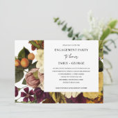 ヴィンテージレトロブルゴーニュレッドオークルフローラ婚約 招待状 (スタンド正面)