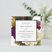 ヴィンテージレトロブルゴーニュ秋イエロー結婚フローラ 招待状 (スタンド正面)