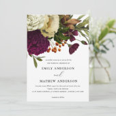 ヴィンテージレトロブルゴーニュ黄フローラバンチ結婚ーズ 招待状 (スタンド正面)