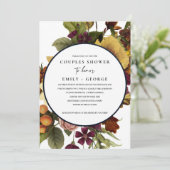 ヴィンテージレトロブルゴーニュ黄色フローラカップルのシャワー 招待状 (スタンド正面)