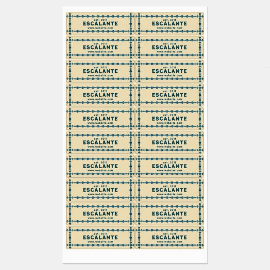 ヴィンテージレトロブルージェム縁どオンベージュカスタム ラベル (シート)