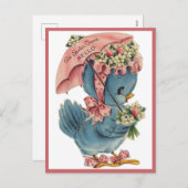 ヴィンテージレトロブルーバードイースタータイムハロー シーズンポストカード (正面/裏面)