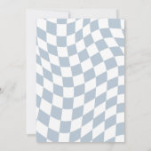 ヴィンテージレトロブルーレースカーファーストワンバースデー 招待状 (裏面)