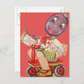 ヴィンテージレトロプラムバレンタインカード シーズンポストカード (正面/裏面)