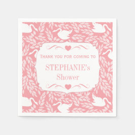 ヴィンテージレトロベビーガールスワンパターンベビーシャワー スタンダードカクテルナプキン