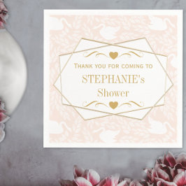 ヴィンテージレトロベビーガールスワンパターンベビーシャワー スタンダードカクテルナプキン