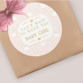 ヴィンテージレトロベビーガールスワンパターンベビーシャワー ラウンドシール