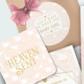 ヴィンテージレトロベビーガールスワンパターンベビーシャワー ラウンドシール