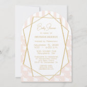 ヴィンテージレトロベビーガールスワンピンクベビーシャワー 招待状 (正面)