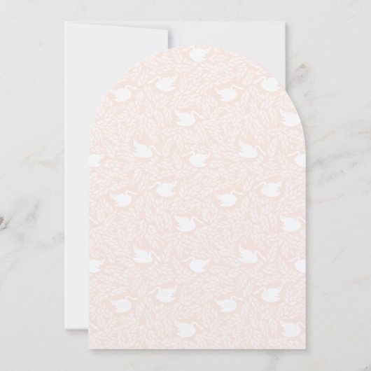 ヴィンテージレトロベビーガールスワンピンクベビーシャワー 招待状 (裏面)