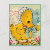 ヴィンテージレトロベビーヒックイースターグリーティング シーズンポストカード (正面)