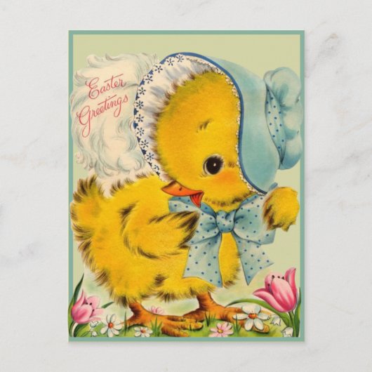 ヴィンテージレトロベビーヒックイースターグリーティング シーズンポストカード (正面)