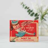 ヴィンテージレトロホットドッグウエートレスバレンタインカード シーズンポストカード (スタンド正面)