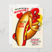 ヴィンテージレトロホットドッグキスをするのバレンタインデー シーズンポストカード (正面/裏面)