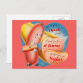 ヴィンテージレトロホットドッグスライスバローニーバレンタイン シーズンポストカード (正面/裏面)